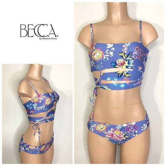 New. BECCA floral bikini set. S-top/M-bottom. Retails $153 - Picture 1 of 12